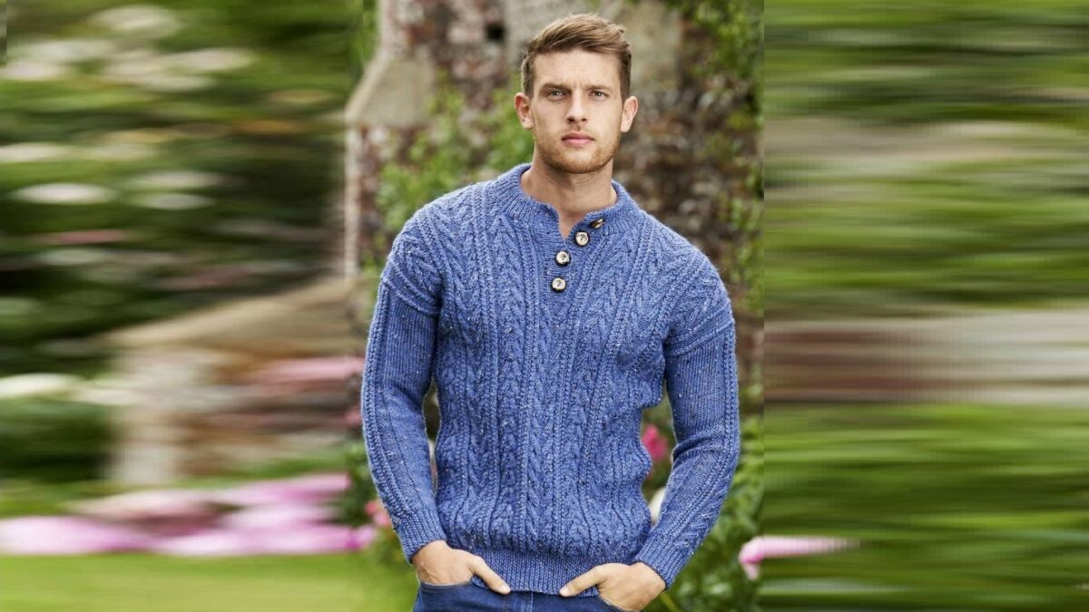 Пуловер с застежкой поло узорами из «Кос»